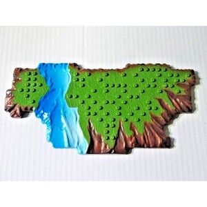 Mega Bloks Terrain Base Plate Silver Edge Water Green Parts
